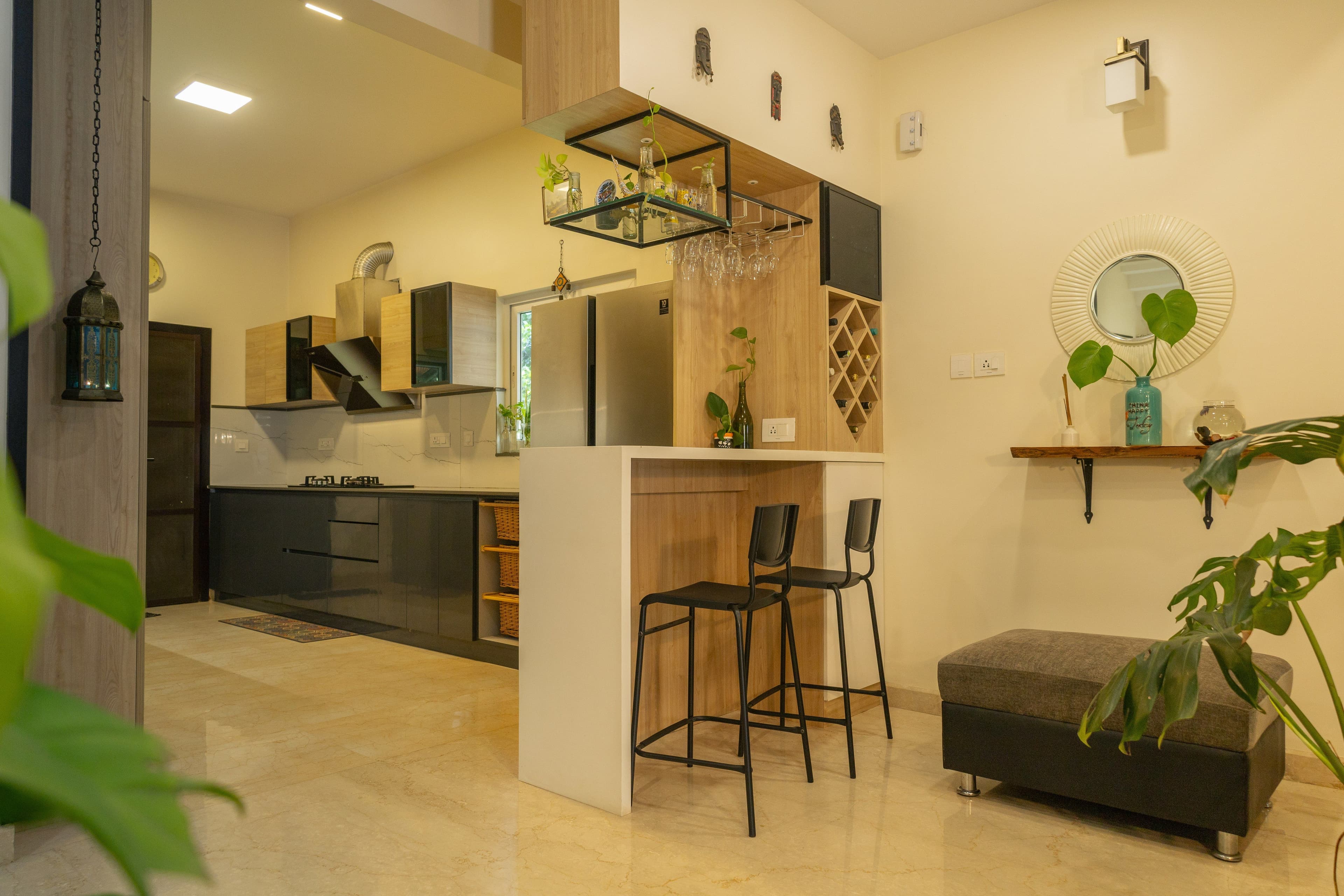 Open kitchen and bar counter